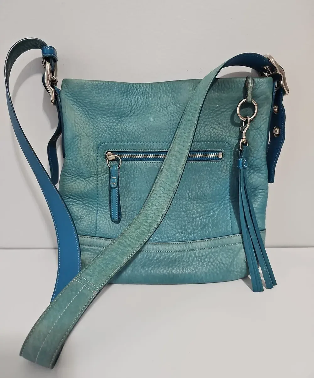 Vintage Coach Legacy Medium Slim Crossbody Shoulder Bag J04S-1427 Turquoise